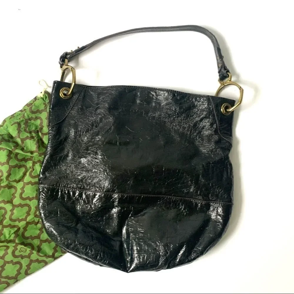 Or Yany New Textured Black Leather Hobo Bag